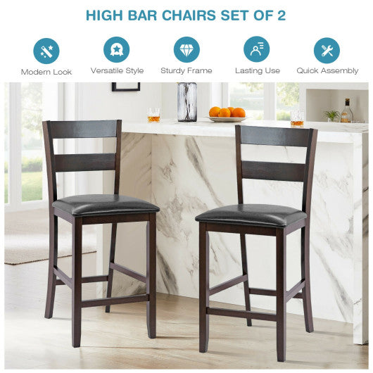 2-Pieces Upholstered Bar Stools Counter Height Chairs with PU Leather Cover Online Sale