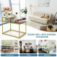 2 Tier End Side Table with  Metal Frame and Storage Shelf for Living Room-White Supply