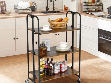 Foldable Rolling Cart with Storage Shelves for Kitchen-3-Tier Online Hot Sale