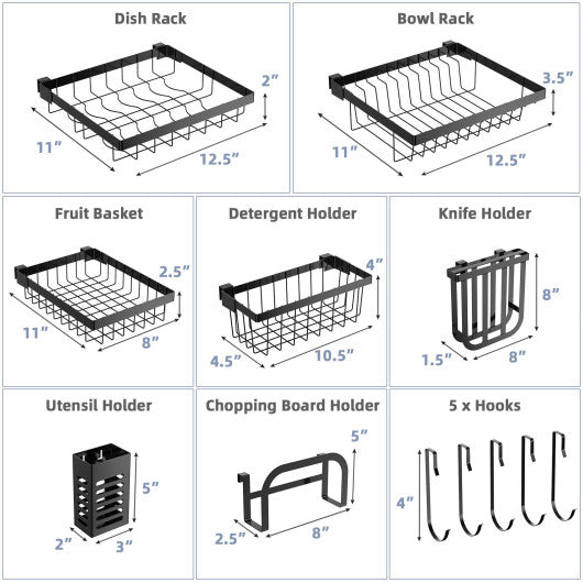 2 Tier Adjustable Over Sink Dish Drying Rack with 8 Hooks on Sale