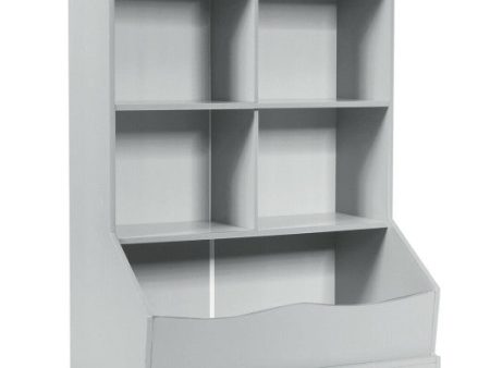 3-Tier Children s Multi-Functional Bookcase Toy Storage Bin Floor Cabinet-Gray Online now