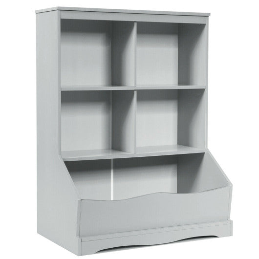 3-Tier Children s Multi-Functional Bookcase Toy Storage Bin Floor Cabinet-Gray Online now