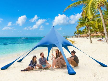 20 x 20 Feet Beach Canopy Tent with UPF50+ Sun Protection and Shovel-Blue Online