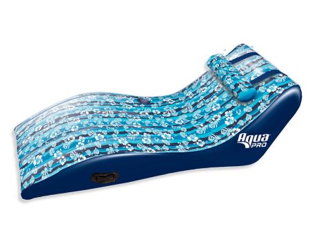 Aqua Leisure Ultra Cushioned Comfort Lounge Hawaiian Wave Print w Adjustable Pillow [APL17014S2] Discount