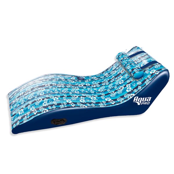 Aqua Leisure Ultra Cushioned Comfort Lounge Hawaiian Wave Print w Adjustable Pillow [APL17014S2] Discount