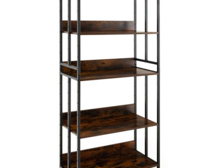 3 5-Tier Industrial Bookshelf Storage Shelf Display Rack with Adjustable Shelves-5Tier Hot on Sale