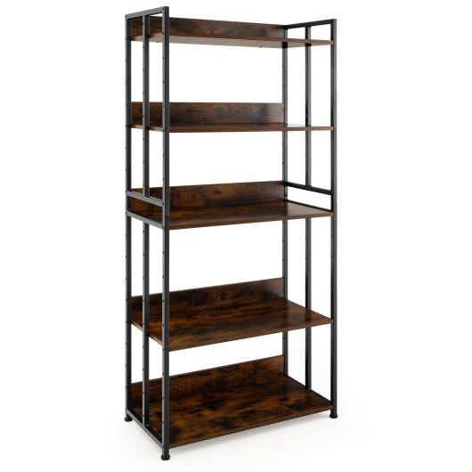 3 5-Tier Industrial Bookshelf Storage Shelf Display Rack with Adjustable Shelves-5Tier Hot on Sale