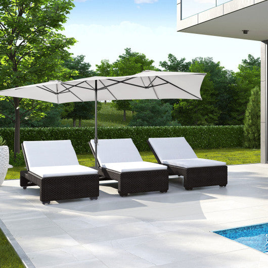 15 Feet Double-Sized Patio Umbrella with Crank Handle and Vented Tops-Beige Online Hot Sale