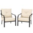 2 Pieces Patio Dining Set with Padded Cushions Armrest Steel Frame Online