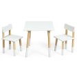 Kids Wooden Table and 2 Chairs Set-White Supply