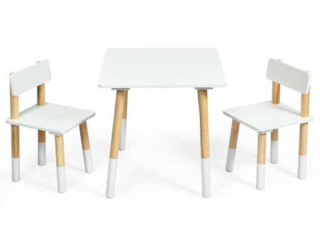 Kids Wooden Table and 2 Chairs Set-White Supply