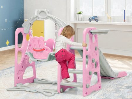 3 in 1 Toddler Climber and Swing Set Slide Playset-Pink Online Sale