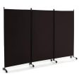 3 Panel Folding Room Divider with Lockable Wheels-Brown Online now