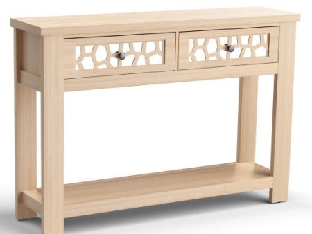 2-Tier Console Table with Drawers and Open Storage Shelf-Natural Online Hot Sale