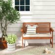 2-Person Solid Wood Patio Bench with Backrest and Cushion Online Sale