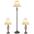 3-Piece Table and Floor Lamp Set with Linen Fabric Lamp Shades Online Hot Sale