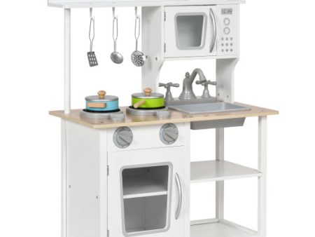 Wooden Pretend Play Kitchen Set for Kids with Accessories and Sink Sale