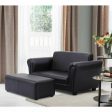 Black White Kids Double Sofa with Ottoman-Black Sale