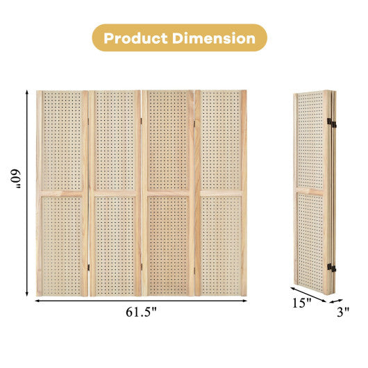 4-Panel Pegboard Display 5 Feet Tall Folding Privacy Screen for Craft Display Organized Online now