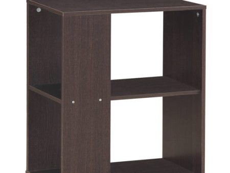 2-Tier Side End Table with Storage Shelves -Brown Supply