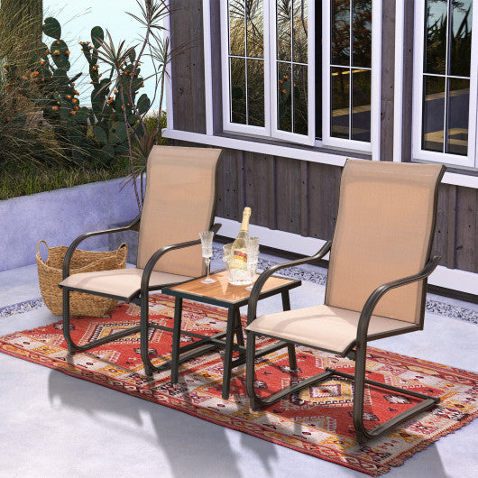 2 Pieces C-Spring Motion Patio Dining Chairs with Breathable Fabric-Brown Supply