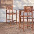 2 Pieces Outdoor Acacia Wood Bar Chairs with Sunflower Backrest and Armrests Discount