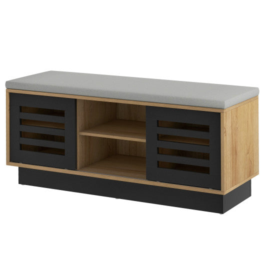 Shoe Bench with 6 Storage Compartments and 3 Adjustable Shelves-Natural Fashion