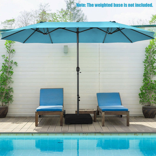 15 Feet Patio Double-Sided Umbrella with Hand-Crank System-Turquoise For Discount