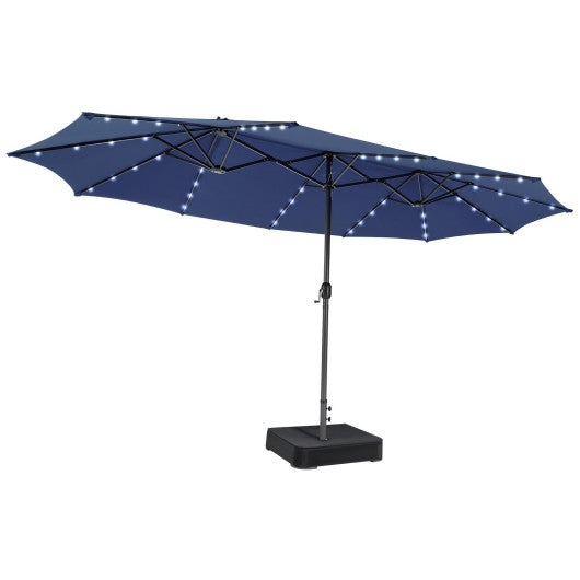 15 Feet Double-Sided Patio Umbrella with 48 LED Lights-Navy Cheap