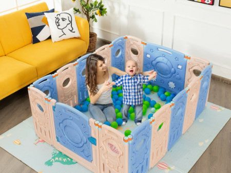 16-Panel Foldable Playpen Kids Activity Center with Lockable Door Online now