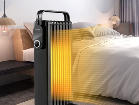 1500W Electric Space Heater Oil Filled Radiator Heater with Foldable Rack-Black For Discount