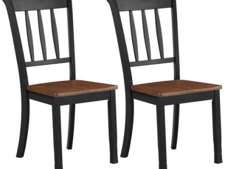 2 Pieces Solid Whitesburg Spindle Back Wood Dining Chairs-Black Hot on Sale