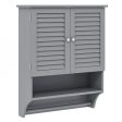 2-Doors Bathroom Wall-Mounted Medicine Cabinet with Towel Bar-Gray Online Sale