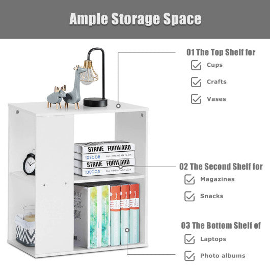 2-Tier Side End Table with Storage Shelves -White Sale