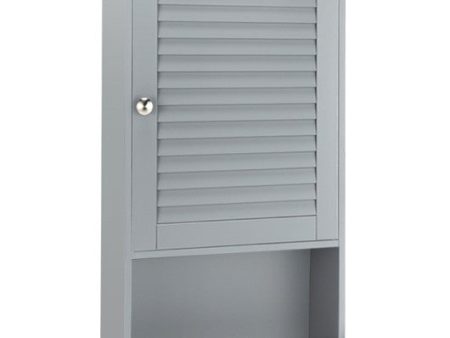 Bathroom Wall Mount Storage Cabinet Single Door with Height Adjustable Shelf-Gray Cheap