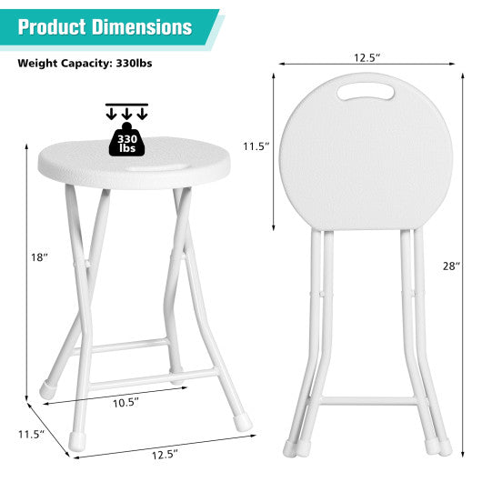 Set of 4 18 Inch Collapsible Round Stools with Handle-White Online now