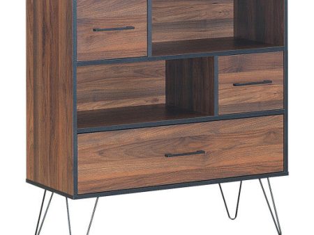 3-Tier Wood Storage Cabinet with Drawers and 4 Metal Legs Discount