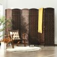 6.5Ft 6-Panel Weave Folding Fiber Room Divider Screen-Brown on Sale