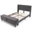 Full Queen Size Upholstered Platform Bed Frame with Storage Ottoman-Queen Size Discount