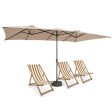 15 Feet Double-Sized Patio Umbrella with Crank Handle and Vented Tops-Brown Discount