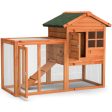 2-Story Wooden Rabbit Hutch with Running Area-Natural Supply