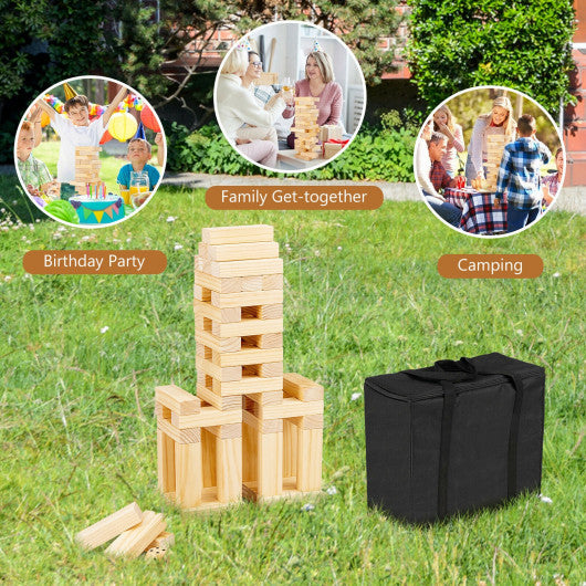 54 Pieces Tumbling Timber Toy with Carrying Bag For Sale