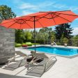 15 Feet Double-Sided Patio Umbrella with 48 LED Lights-Orange Online Hot Sale