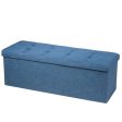 Fabric Folding Storage with Divider Bed End Bench-Navy Discount