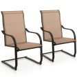 2 Pieces C-Spring Motion Patio Dining Chairs with Breathable Fabric-Brown Supply