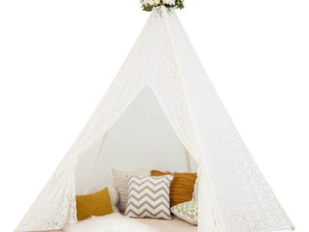 Lace Teepee Tent with Colorful Light Strings for Children For Discount