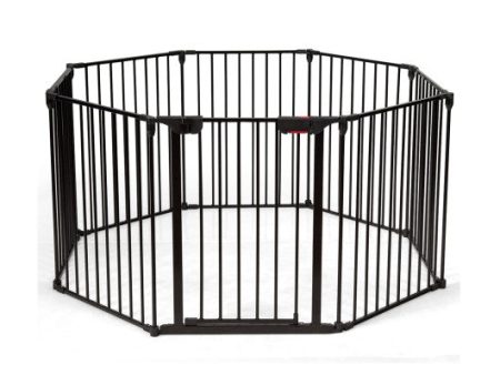 Adjustable Panel Baby Safe Metal Gate Play Yard-Black Online Hot Sale