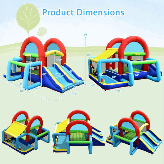 Inflatable Jumping Castle Bounce House with Dual Slides and 480W Blower Supply