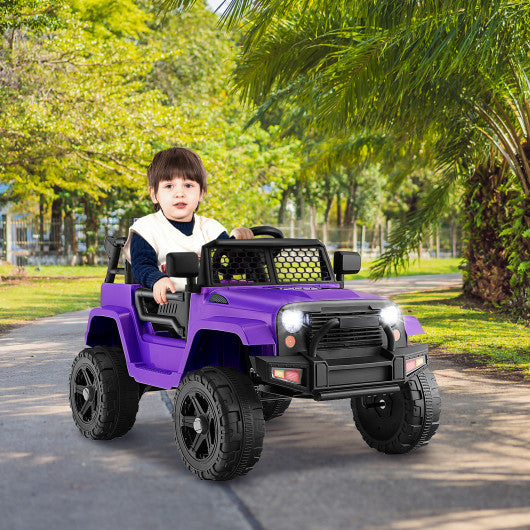 12V Kids Ride On Truck with Remote Control and Headlights-Purple Supply