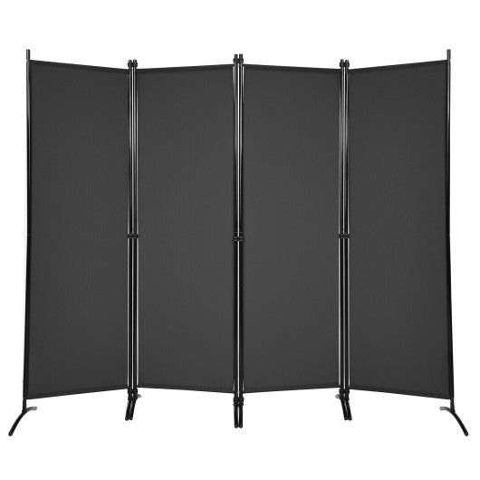 4-Panel  Room Divider with Steel Frame-Black Fashion